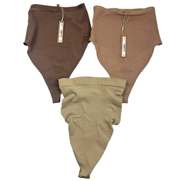 Skims Sculpt High-Waist Thongs Bundle of 3 – Chocolate Caramel & Nude Sz Small
